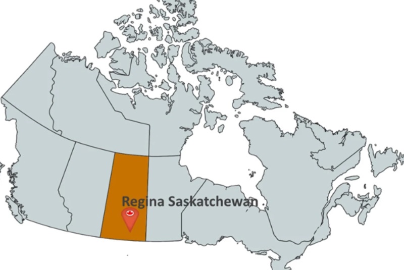 Vị trí thành phố Regina Saskatchewan trên bản đồ Canada
